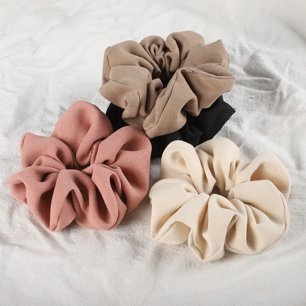 Fashion Winter Fabric Large Hair Scrunchies Elastic Hair Bands Women Girls Ponytail Holder Hair Ties Hair Accessories New 2022