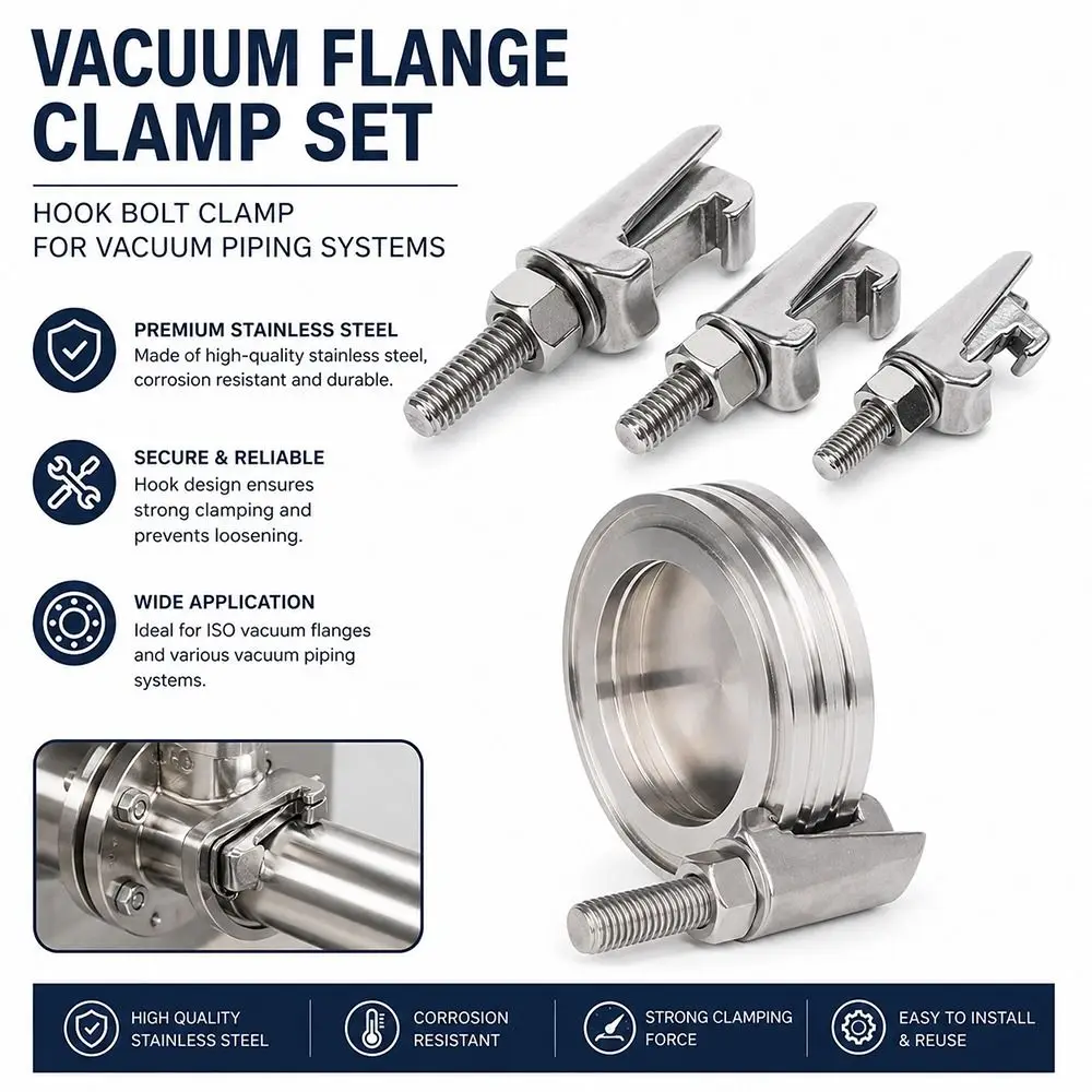 1 Pezzo Morsetto a Doppia Artiglio ISO M8 M10 M12 in Acciaio Inossidabile 304, Morsetto per Flange ISO-K, Morsetto per Flange Sottovuoto, Flange MF Lucidate Antivibrazione