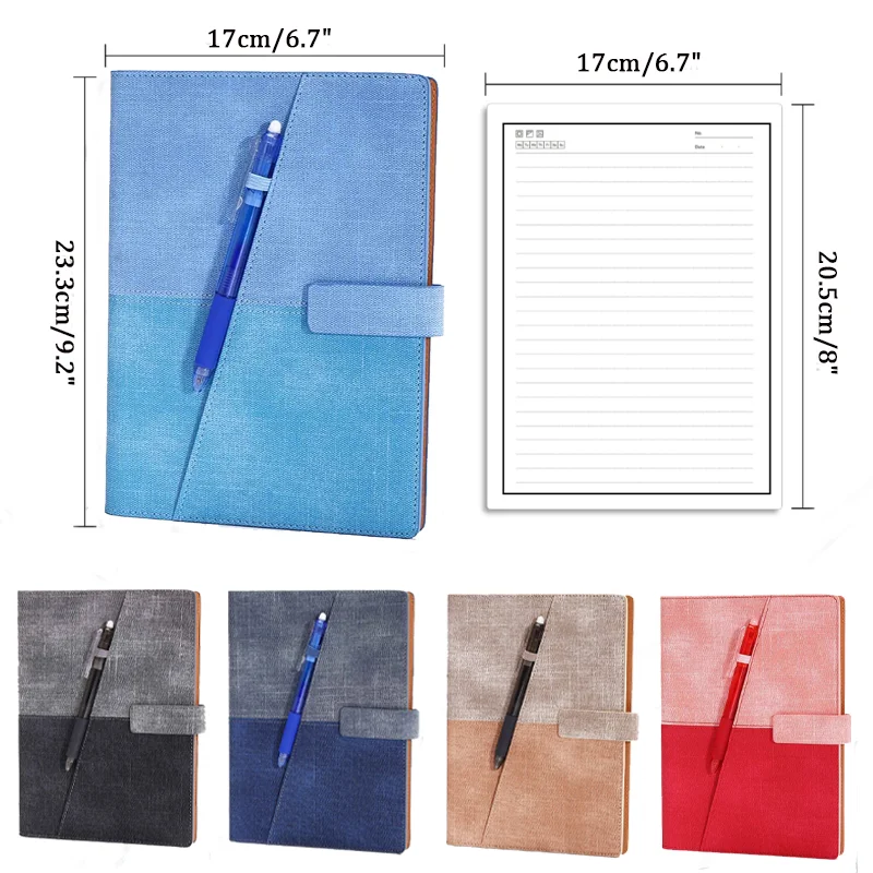 A5 Smart Reusable Leather Notebook 50 Sheets Erasable Binder Notepad Student Drawing Sketchbook with Pen School Office Supplies