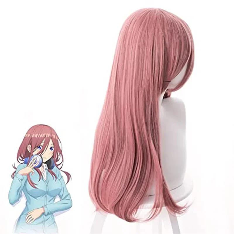 Anime Gotoubun The Quintessential Quintuplets Nakano Nakano Pink Synthetic Cosplay Wigs   Wig Cap