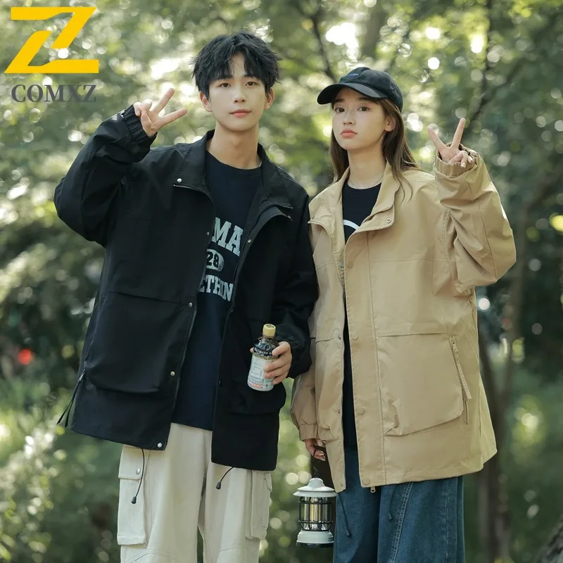

COMXZ нейтральная куртка с воротником-стойкой, ветрозащитное легкое пальто для альпинизма, модная уличная удобная осенняя одежда
