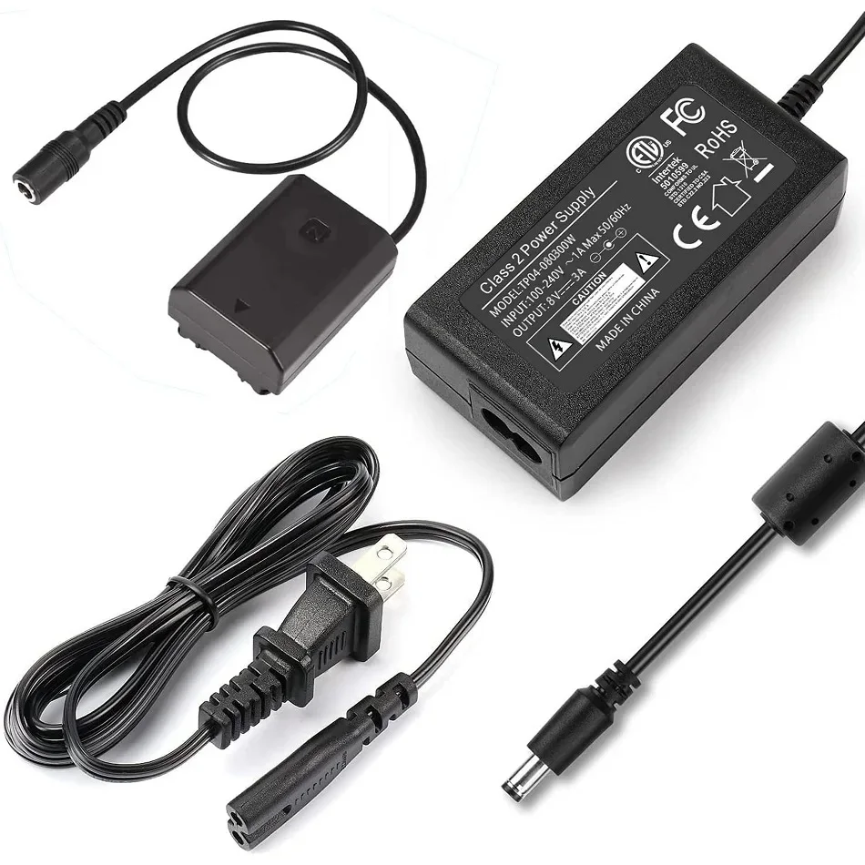 NP-FZ100 A7III Dummy Battery Continuous Power Supply AC Adapter Kit for Sony Alpha A6600 A7C A1 FX3 A7R3 A7R A9 A9R A9S Cameras