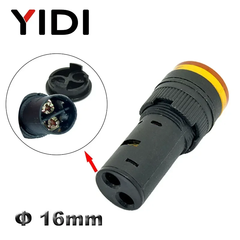 Imagem -05 - Yidi Ad1616 16 mm Plástico Led Power Indicator Light Painel de Montagem 12v dc 220v ac Vermelho Verde Azul Amarelo Luzes da Lâmpada de Sinal Piloto