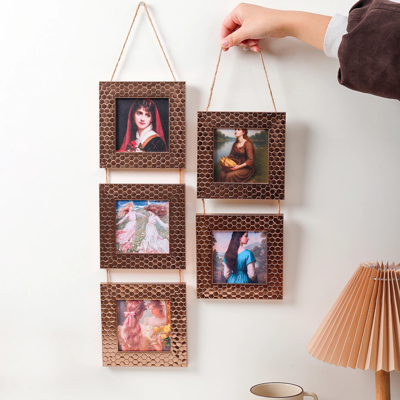 Marco de fotos de pared de 1 pieza, con pantalla para fotos de 4 pulgadas, marcos de fotos clásicos de 2 y 3 piezas con cuerda para colgar en la pared