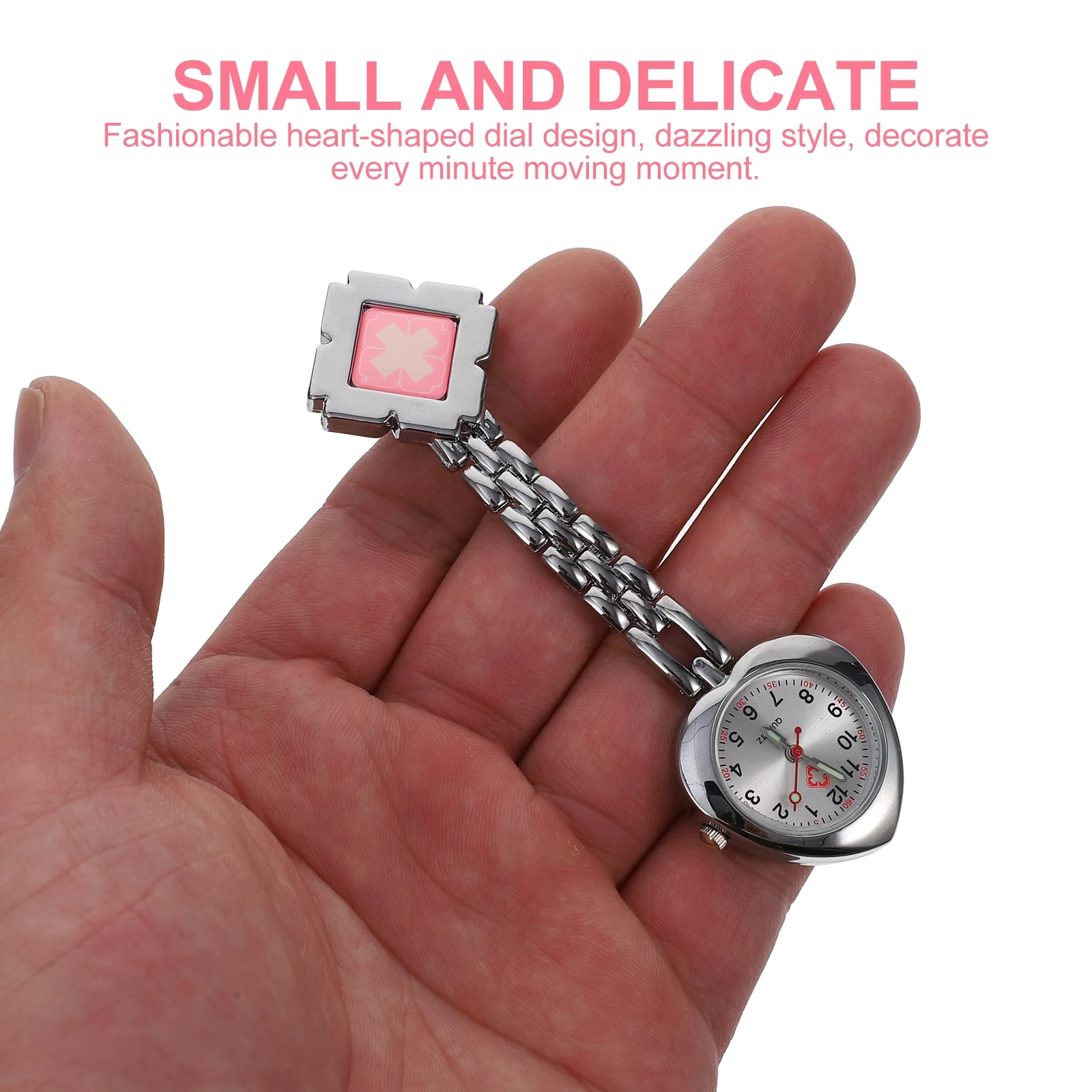 1Pcs Heart-Shape Medical Chest Watch Elegant Nurse Hanging Watch Simple Practical Quartz Movement Durable Design