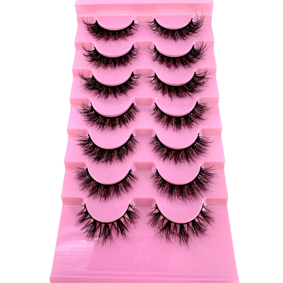 New 7 Pairs Faux Mink Eyelashes Handmade False Eyelashes Natural Nude Makeup Simulation Cross Messy Eye 3D Curly Eyelashes