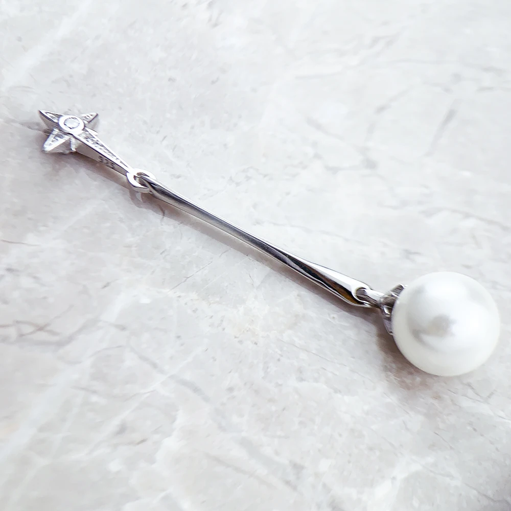 Ohrringe Süßwasserperle Stern Neu Vintage 925er Sterlingsilber Geschenk für Frauen Hochwertiger edler Schmuck – Detail 2