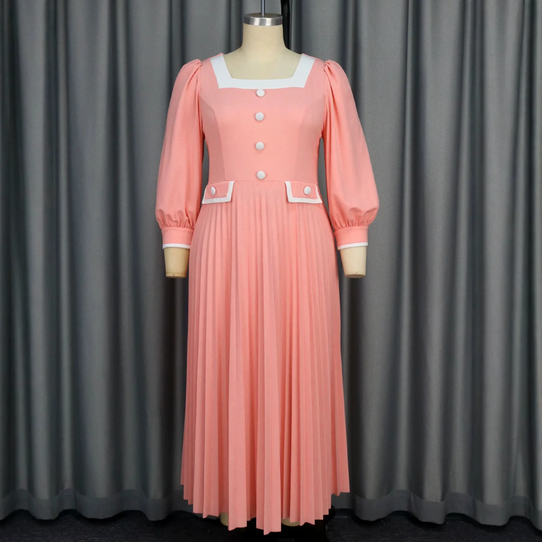 plus-size-elegant-dress-women-for-wedding-party-summer-african-long-sleeve-square-collar-long-maxi-pleated-dresses-outfits-s-4xl