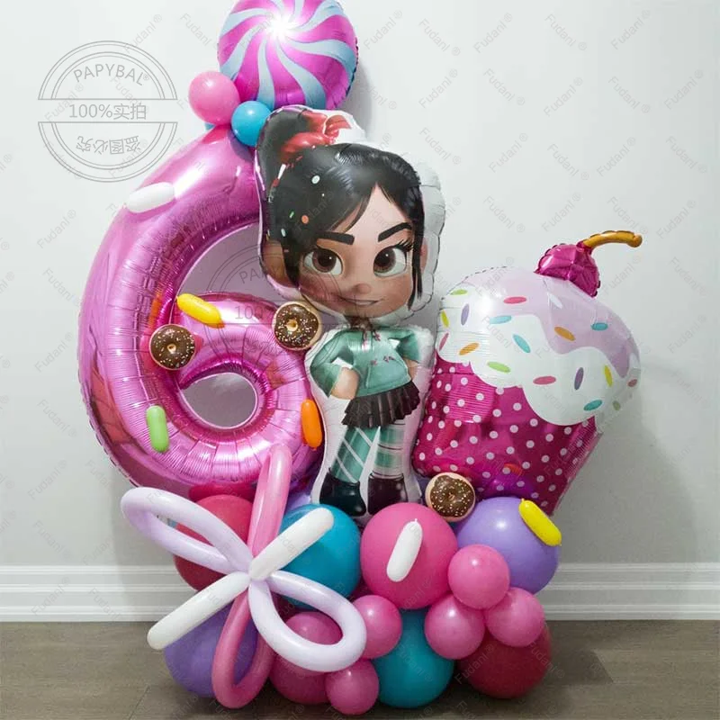 38 Uds. Globos de fiesta Wreck-It Ralph, globos Vanellope, globos con números de 32 pulgadas, decoraciones para fiesta de cumpleaños para Baby Shower, juguete para niños