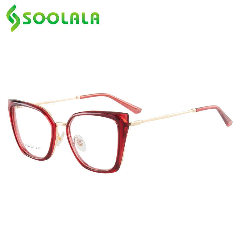 

SOOLALA Cat Eye Anti Blue Light Women Reading Glasses Full Frame Ladies Computer Eye Protect Magnifying Presbyopic Eyewear New