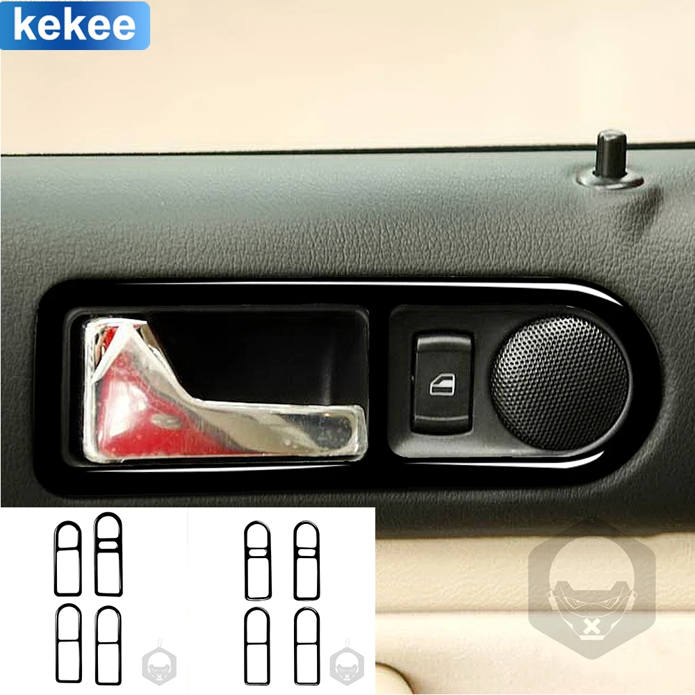 

For Golf 4 Jetta Bora MK4 R32 GTI 1999-2004 Door Handle Frame Turn fur Soft Piano Black Sticker Car Interior Trim Accessories