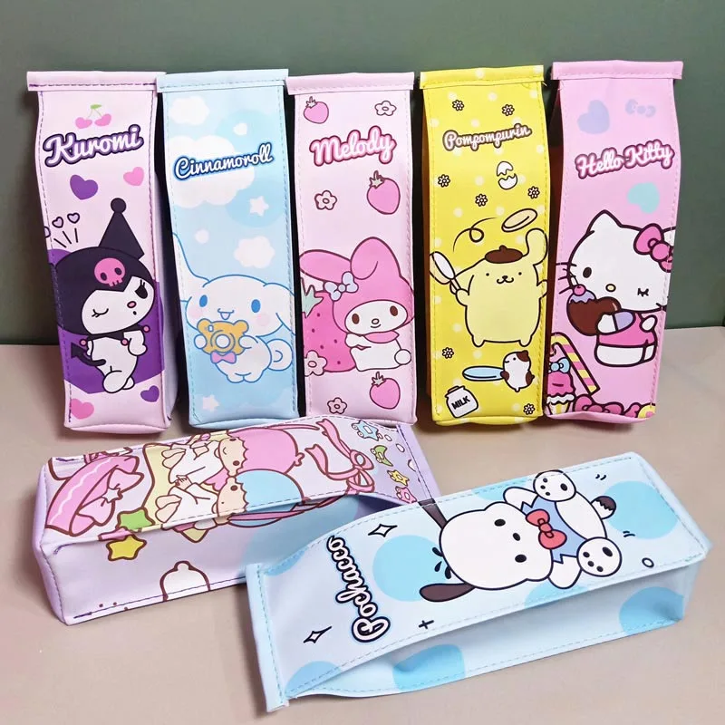 20pcs/lot Sanrio Creative Melody Pochacco Milk Pencil Case Cute PU Pencil Box Stationery Pen Bag Stationery School Supplies