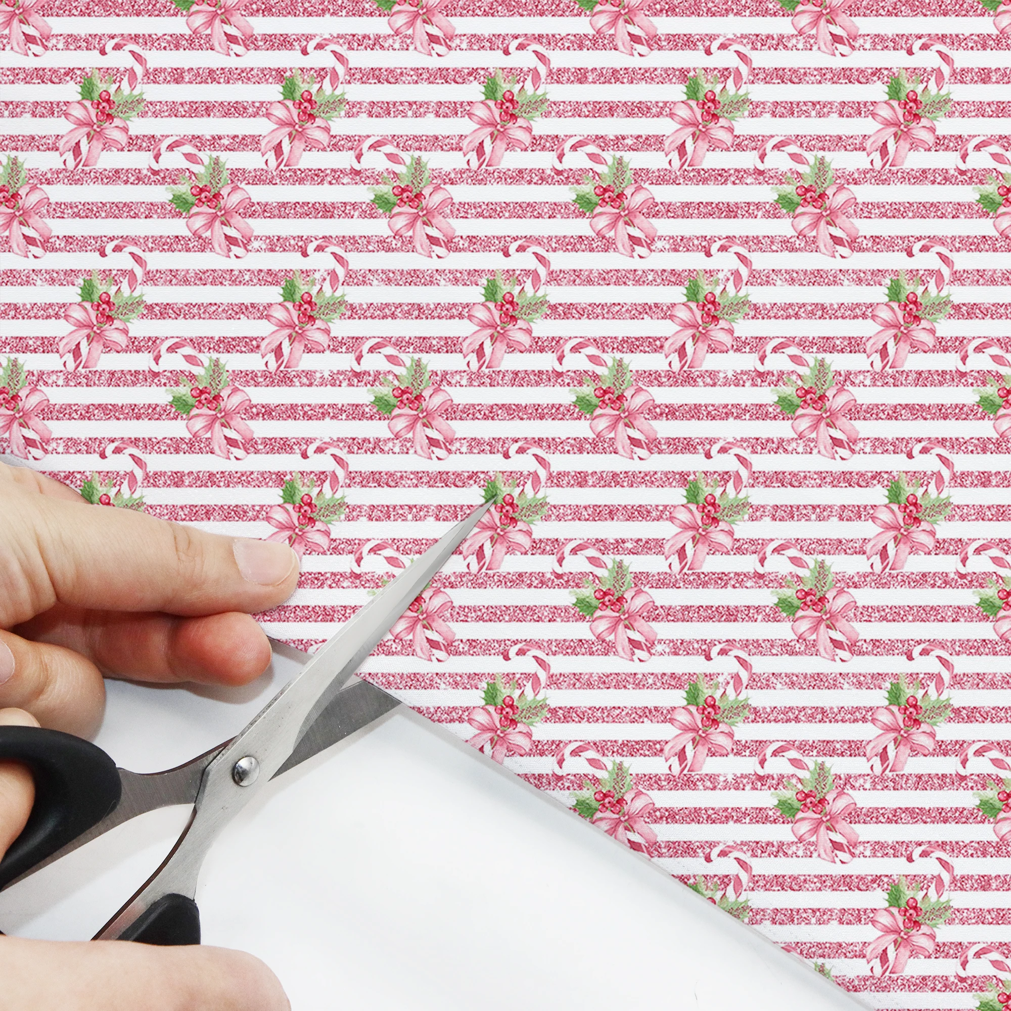 Pre-cut 4pcs/set Holly Pattern Christmas Tree Fabric Packs17.7*19.7In/ 7.87*7.87in Polyester Patchwork, Suitable