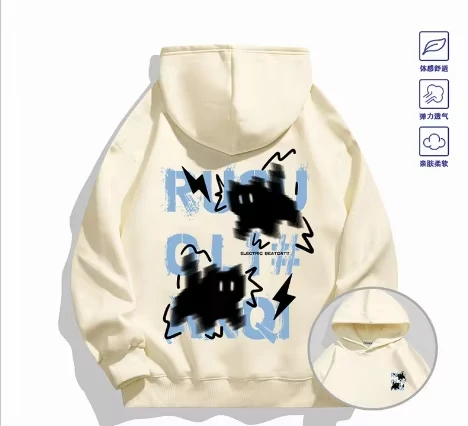 Graffiti Lightning Monster Double Sided Hoodie Distressed Letter Graphic Sweatshirt Hip Hop Loose UnisexStreetwearHoodedPullover