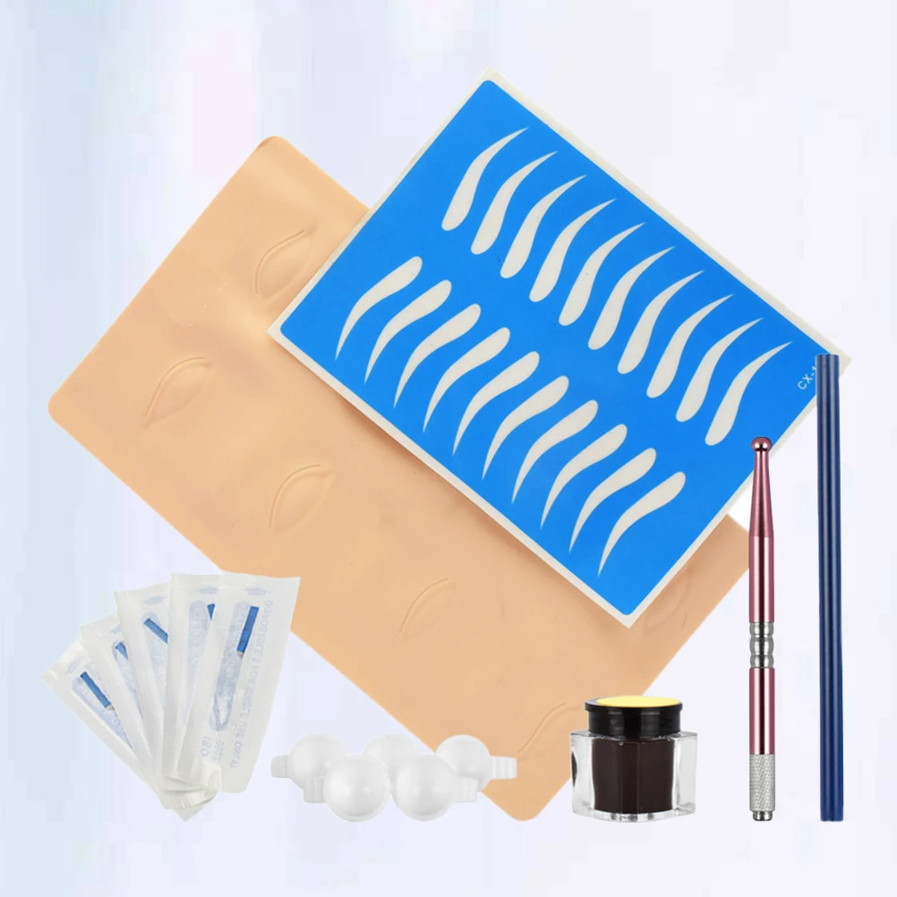 

Round Head Kit For Pen Practice Skin Kit Eyeliner Eyebrow Scar Set Microblading Set Camouflage Tattooing Tool (Pink)