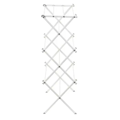 

White Compact Metal Expandable Laundry Drying Rack For Indoor Use