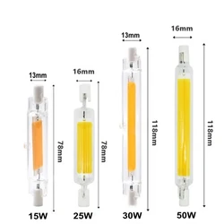 할로겐 램프 교체용 LED COB 전구, R7S 옥수수 전구, AC 220V, 110V, 78mm, 15W, 25W, 118mm, 30W, 50W, 189mm, 60W