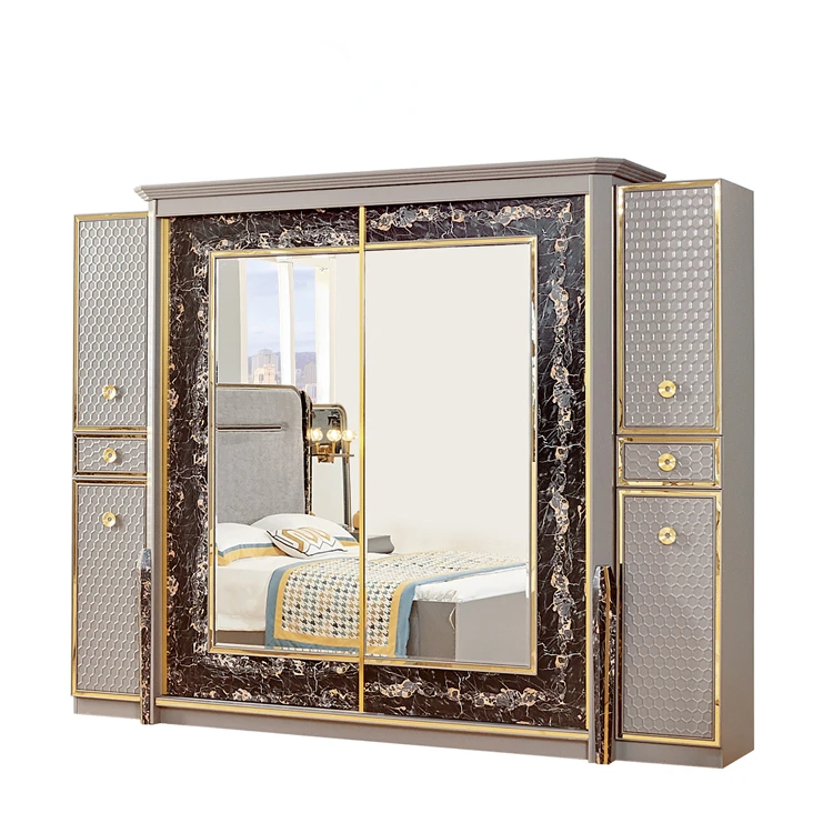 China high quality bedroom set home furniture bedroom set with wardrobe nightstands