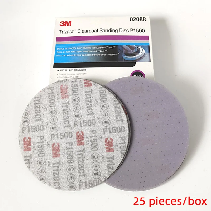 3M Trizact Clearcoat Disc 02088 Flocking Sponge Sandpaper 6 Inch Self-adhesive Back 1500 Grit Dry Water Sanding Paper