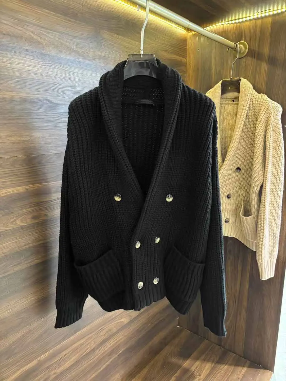 2025 DIKU 2025 men's new large lapel double row button wool cashmere coat Fried Dough Twists style extremely soft and comfortabl