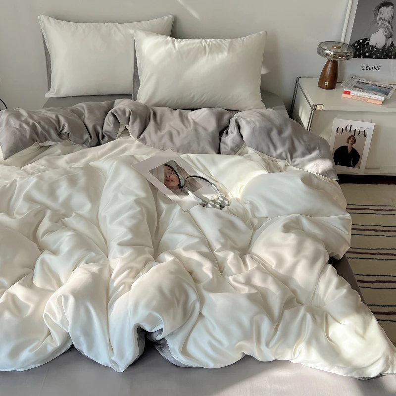 

2026 New Skin-friendly and Comfortable Solid Color Duvet Cover Skin Breathable Spring and Summer 220x240 Quilt Cover