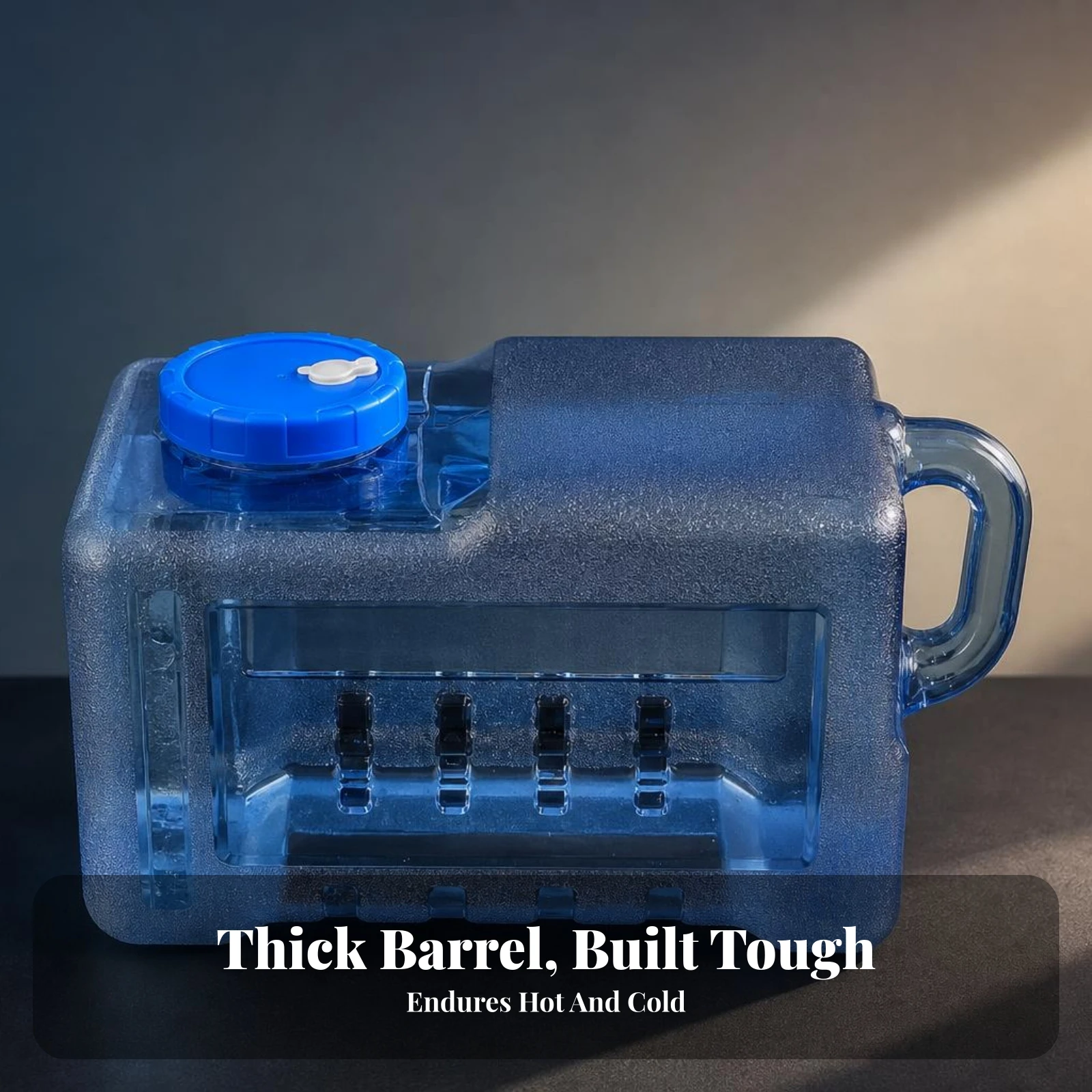 Large Opening Rectangular Water Container Water Container with Scale Top Handle Storage Gear Screw Cap for Camping, Outdoor Use view 3