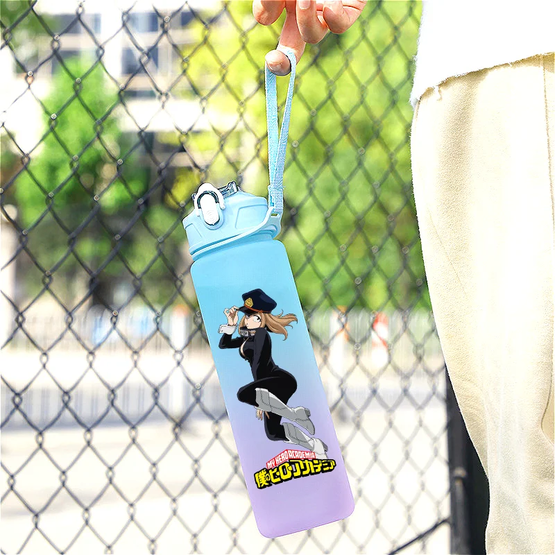 My Hero Academia Gradient สีการ์ตูนถ้วยฟางพลาสติกแบบพกพากีฬากลางแจ้ง 750ml ความจุขนาดใหญ่เด็กถ้วยดื่ม Gi