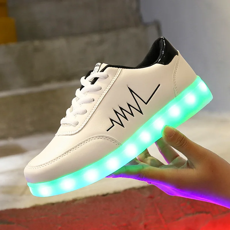 Hot Sale 2023 Adult Womens Mens Kid Luminous Sneakers Glowing USB Charge Boys LED Colorful Light-up Shoes Footwear Dancing Shoes