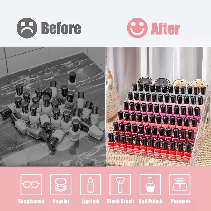3/4/5/6/7 strati acrilico cosmetico smalto per unghie orgaizer espositore rossetto profumo trucco rack di stoccaggio