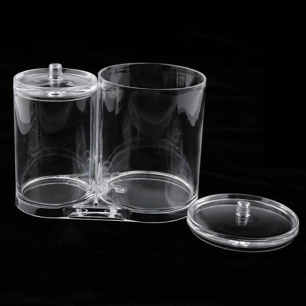 Acrylic Makeup Pad Holder with Compartment Swab Organizer Storage Case Jar Container for Makeup Brushes Sponges