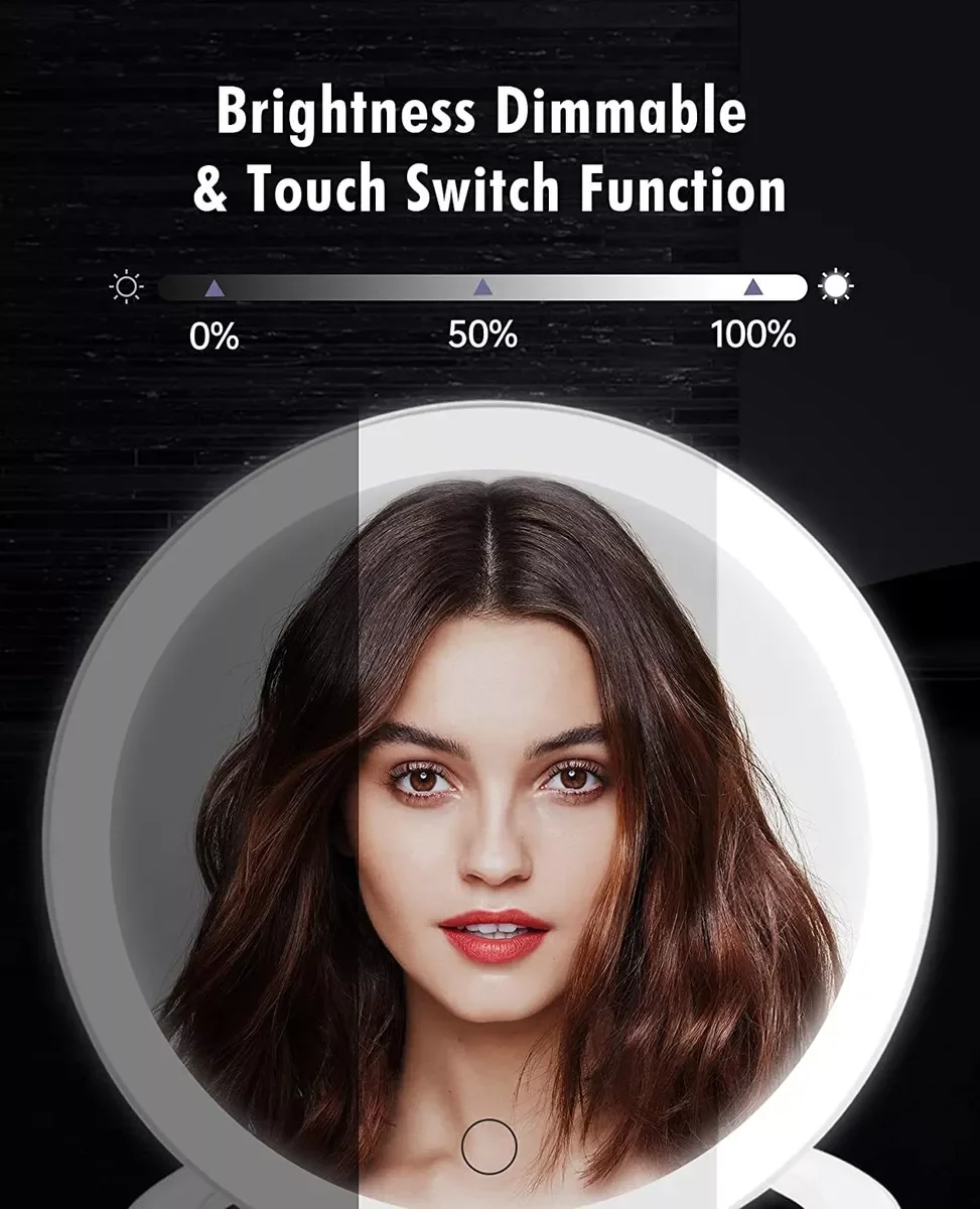 Miroir de Maquillage Pliable à Écran Tactile, 3 Couleurs, Modes de Lumière, Cosmétique, Rechargeable par USB, LED