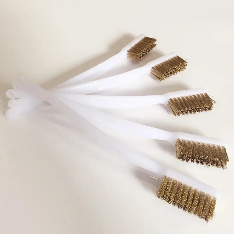 5/2/1Pcs Mini Metal Remove Rust Brushes 3 Row Wood Handle Wire Brush Cleaning Polishing Detail Metal Brushes Industrial Devices