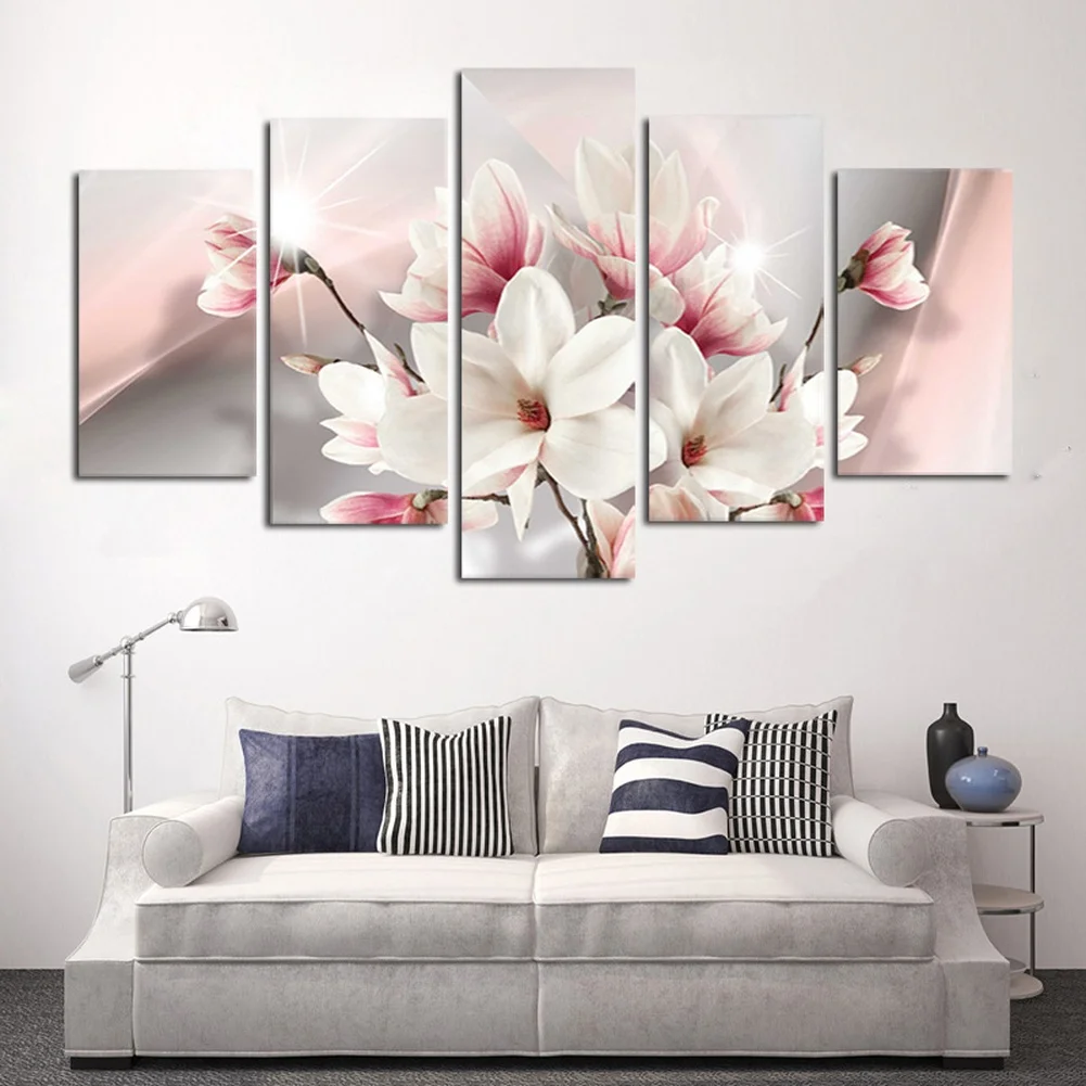 

Abstract Floral 5-Panel Wall Art Multiple Size Options Indoor Wall Decoration Easy To Hang Abstract Floral Pattern