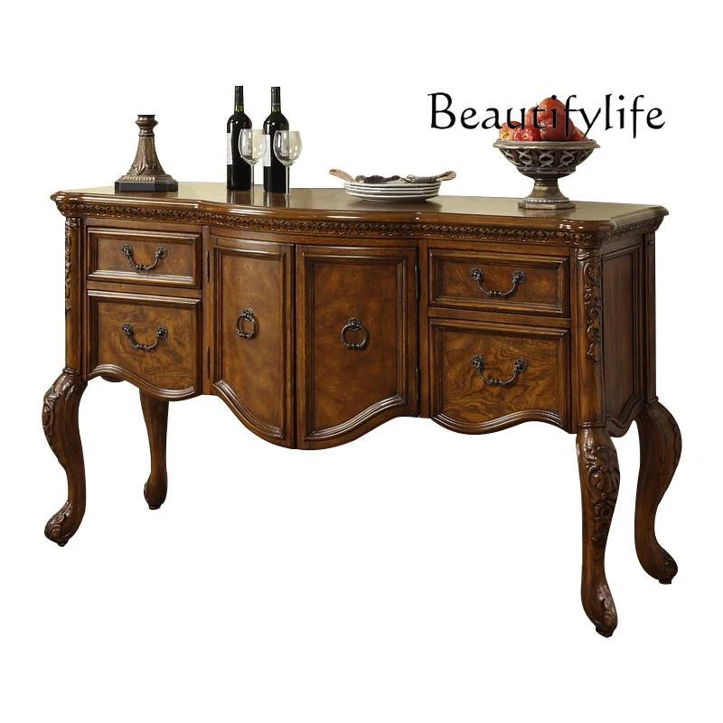 European solid wood entrance table American side cabinet living room foyer decoration designer style high sense