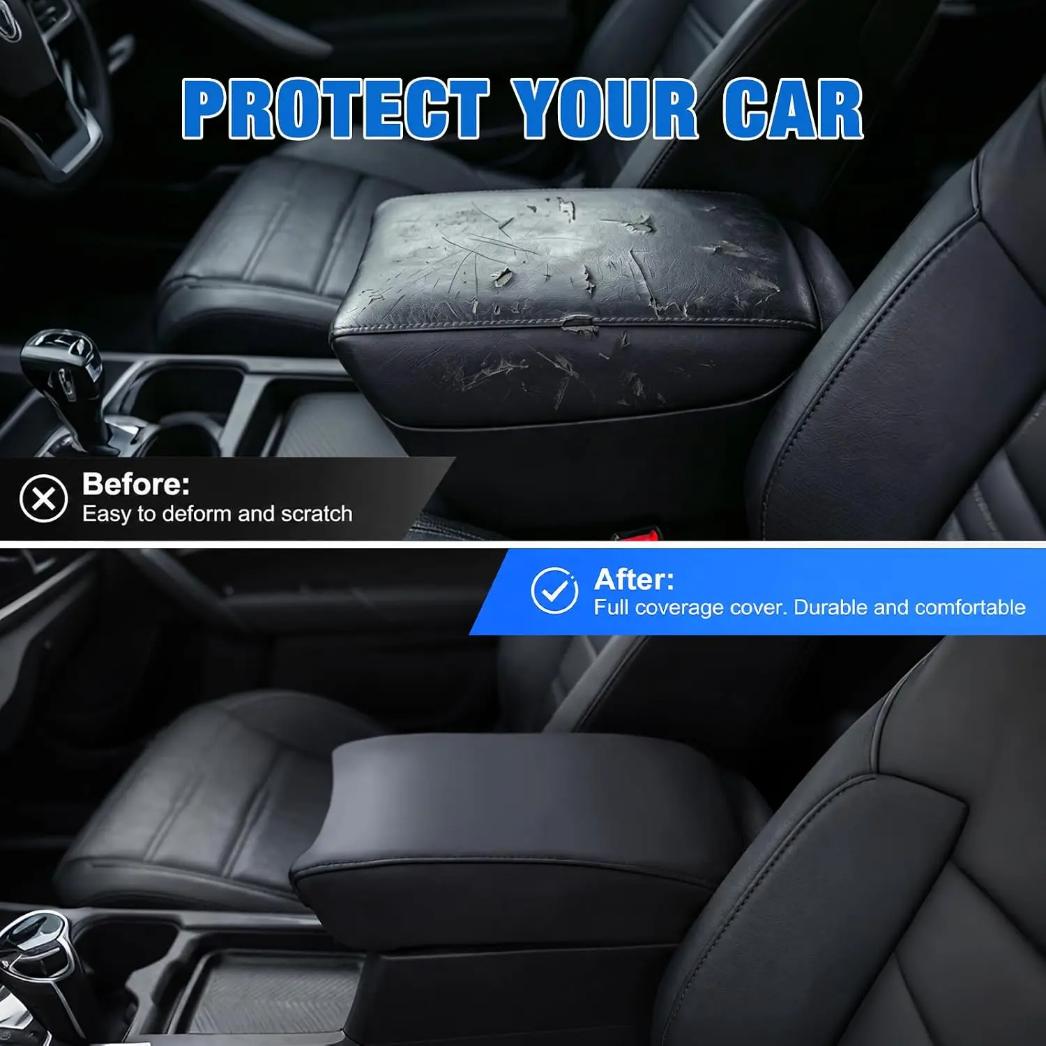 Nilight Center Console Cover Fit for Honda CRV 2017 2018 2019 2020 2021 2022 Premium Nappa Leather Armrest Cover for Car Waterproof Center Console Pad Protector Anti-Scratch Arm Rest Box Cover, Black view 4