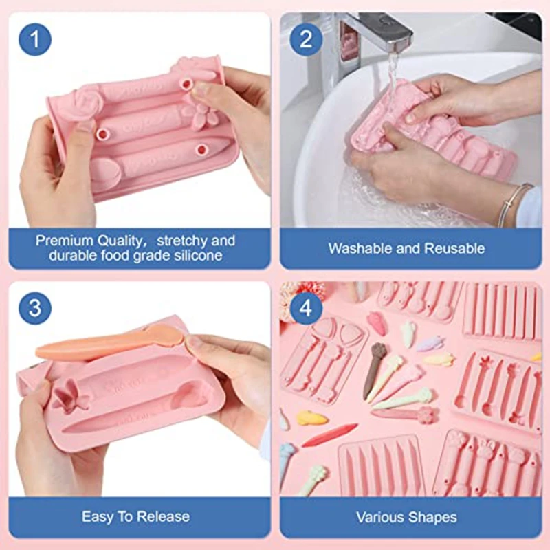 Molde de silicona para crayones de 6 piezas, molde de fusión de crayones de cavidad 3D, surtido de moldes reutilizables para reciclaje de crayones