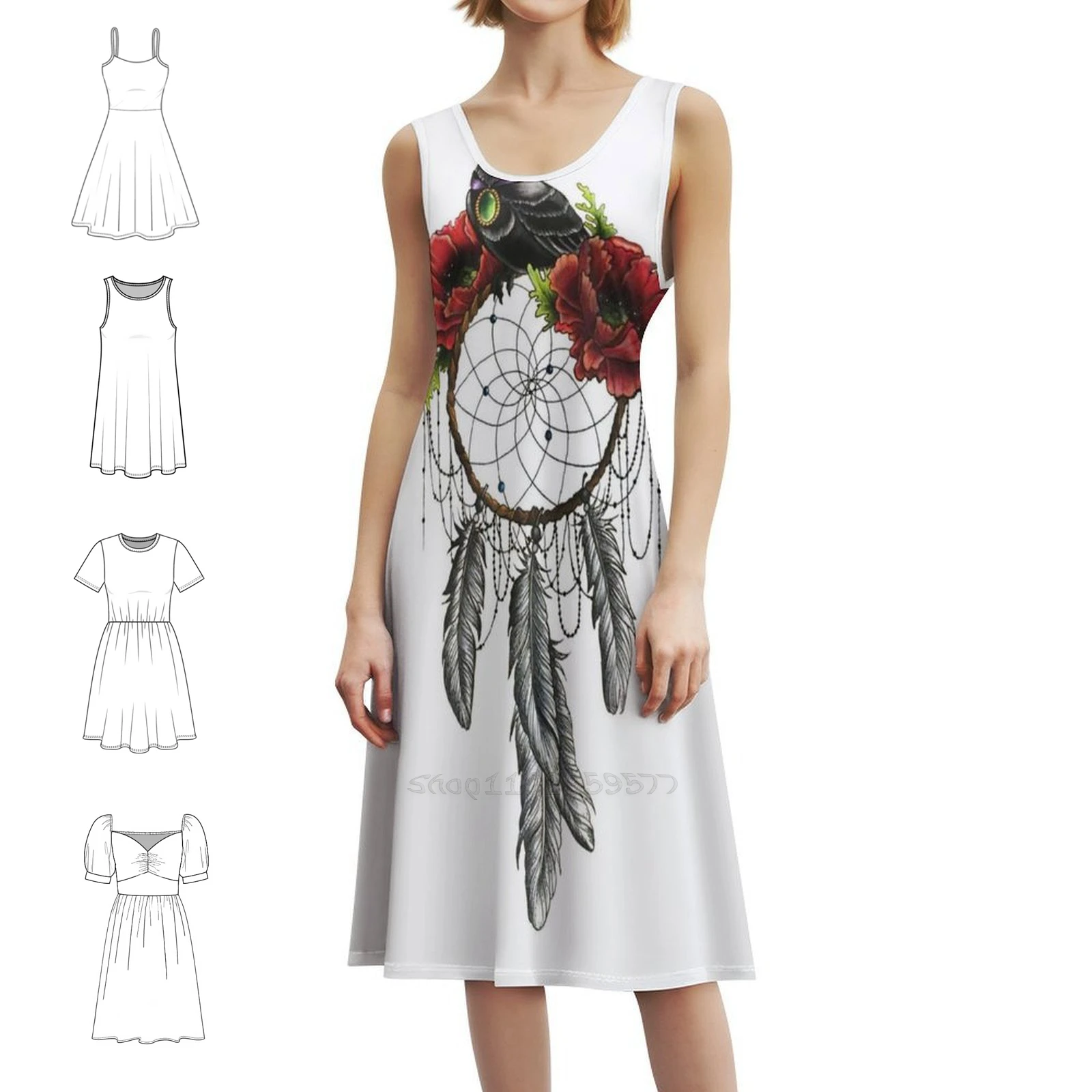 جثم الغراب على زاك زاك زهرة الطيور الكورية نمط فستان كاجوال للنساء فساتين مكتب سيدة يومية بسيطة