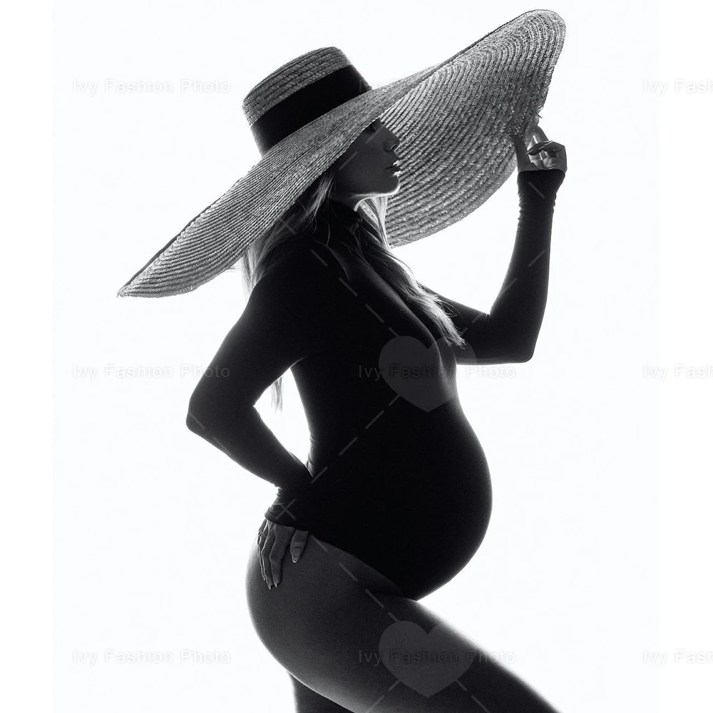 Maternity Photography Props Punk Style Extra Long Tassel Leather Gloves Black Hat Props For Pposing In The Photography Studio