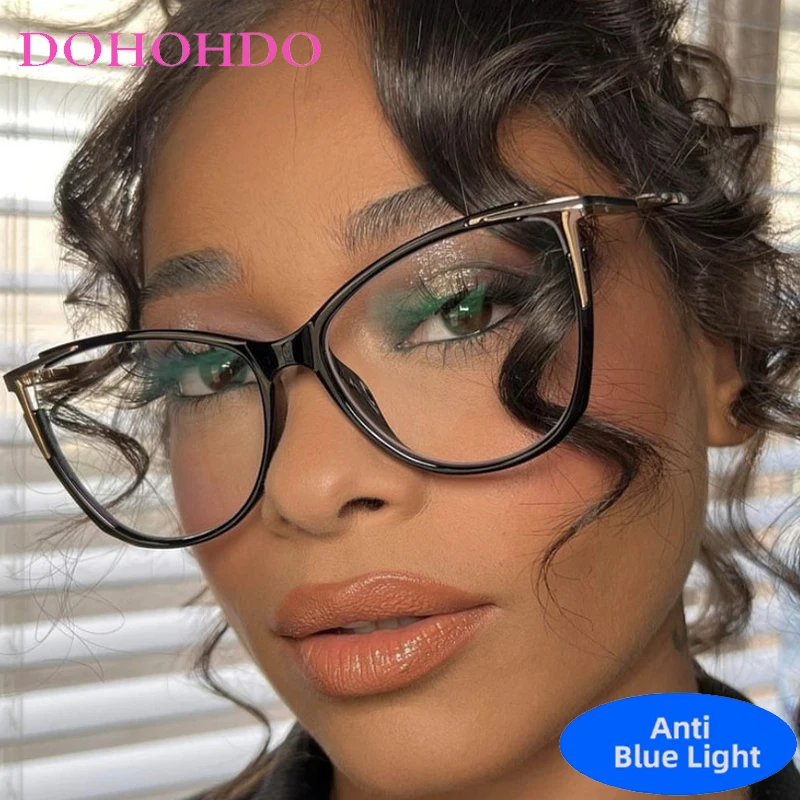 

Vintage Metal Trendy Cat Eye Anti Blue Light Glasses New Luxury Brand Designer Eyeglasses Men Women For Office Work Lentes Очки