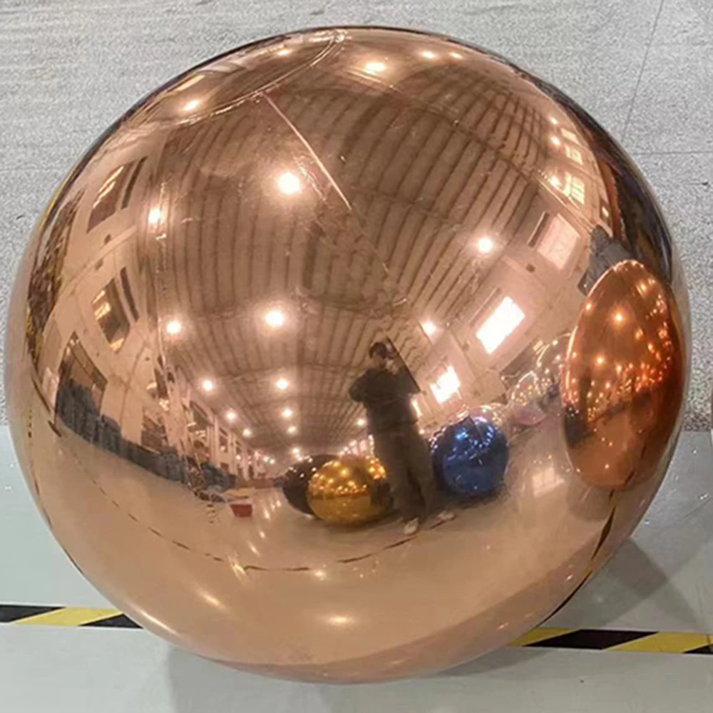 Goldene aufblasbare Spiegelkugel, große glänzende Kugeln, luftdicht, riesiger hängender und stehender Spiegelballon, PVC-versiegelte Kugel für Veranstaltungen und Bühnen