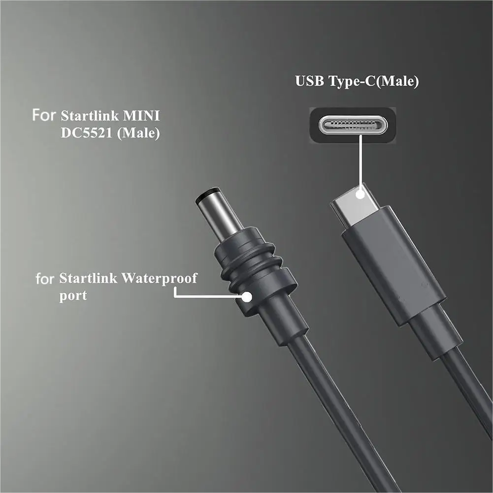 

3/5/15 м мини-кабель питания USB-C к постоянному току для водонепроницаемого кабеля питания Starlink для кемпинга и путешествий, активного отдыха