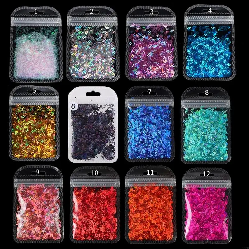 H9ED Artistics Letter Sequins for Stuffing Multipurpose in 10 Elegant Color Fashion Accessory for Craft Enthusiasts