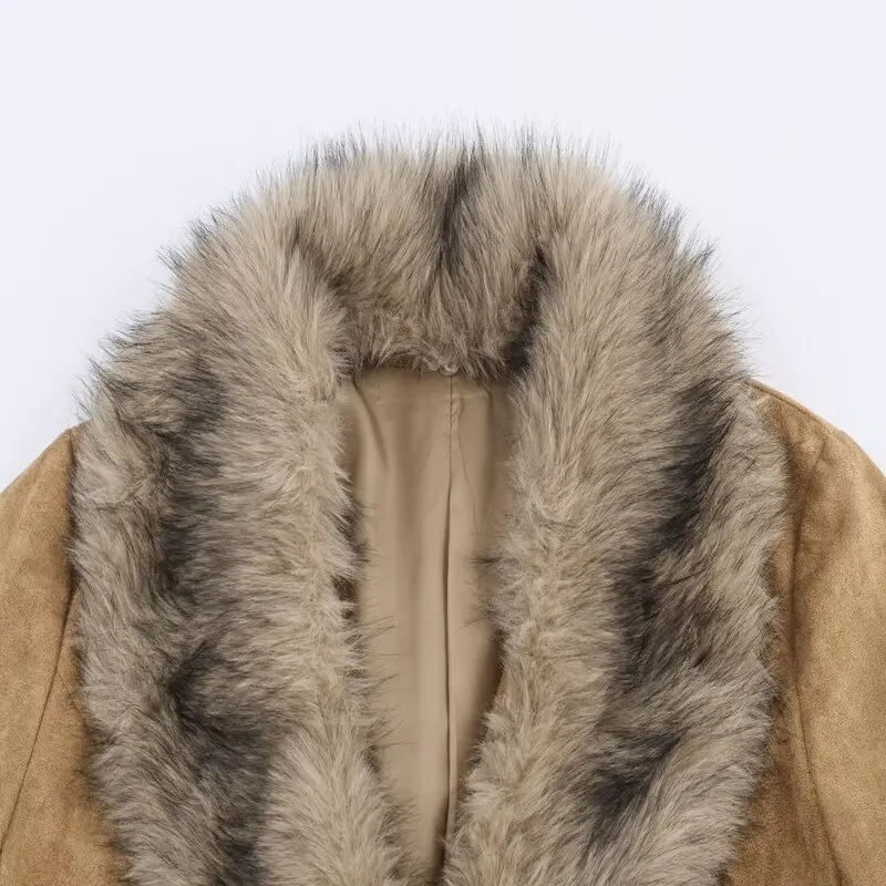 شتاء جديد وصول المرأة Faion المخملية بدلة جلدية Jaet تنوعا تصميم طويل Sve زر إغلاق Ele ملابس خارجية