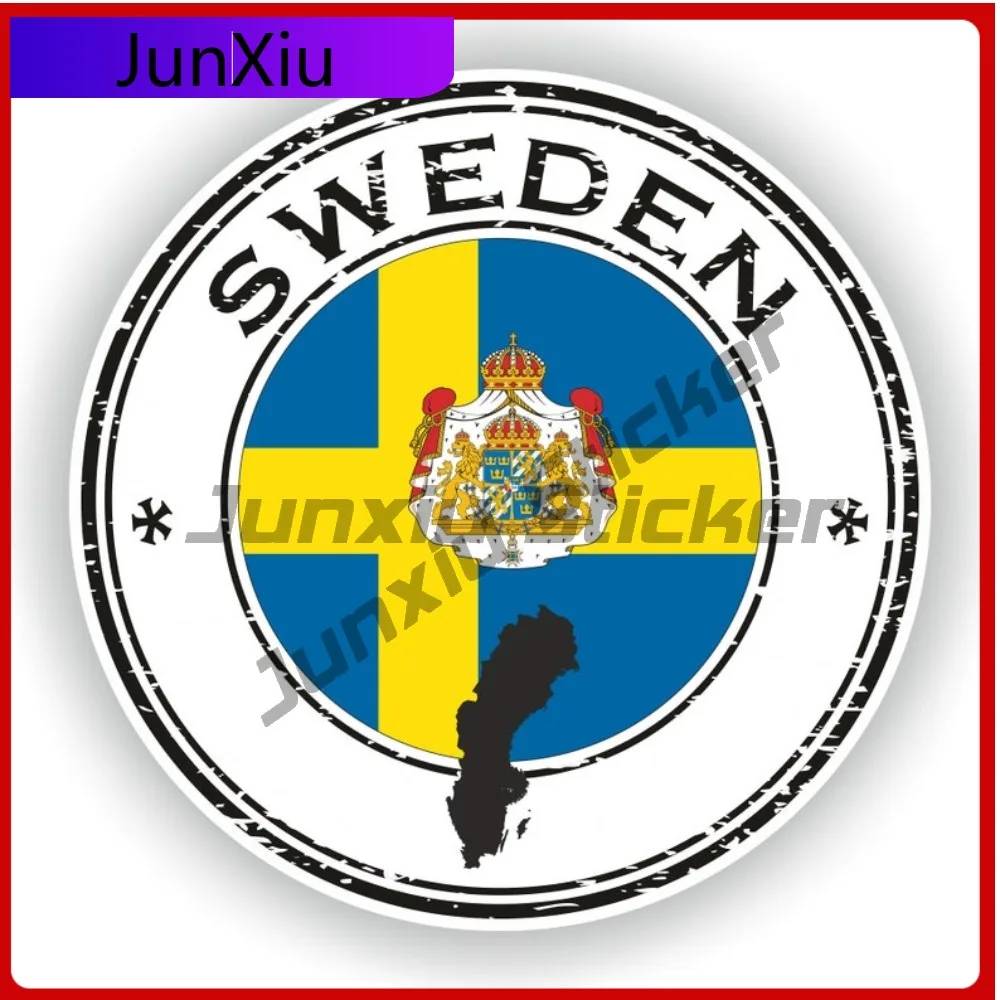 

Sweden Seal Sticker Round Flag Cool SUV Boat Scratch Cover Auto Accessories Vinyl Decal For Car Truck SUV Window Bumper Laptop
