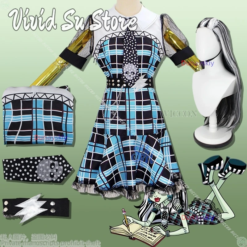 

Frankeeeコス Viss Stennn Cosplay Anime Hot Girls School Dark Sweet Cool Blue Black Skull Jirai Kei Мини-платье Лолита Хэллоуин