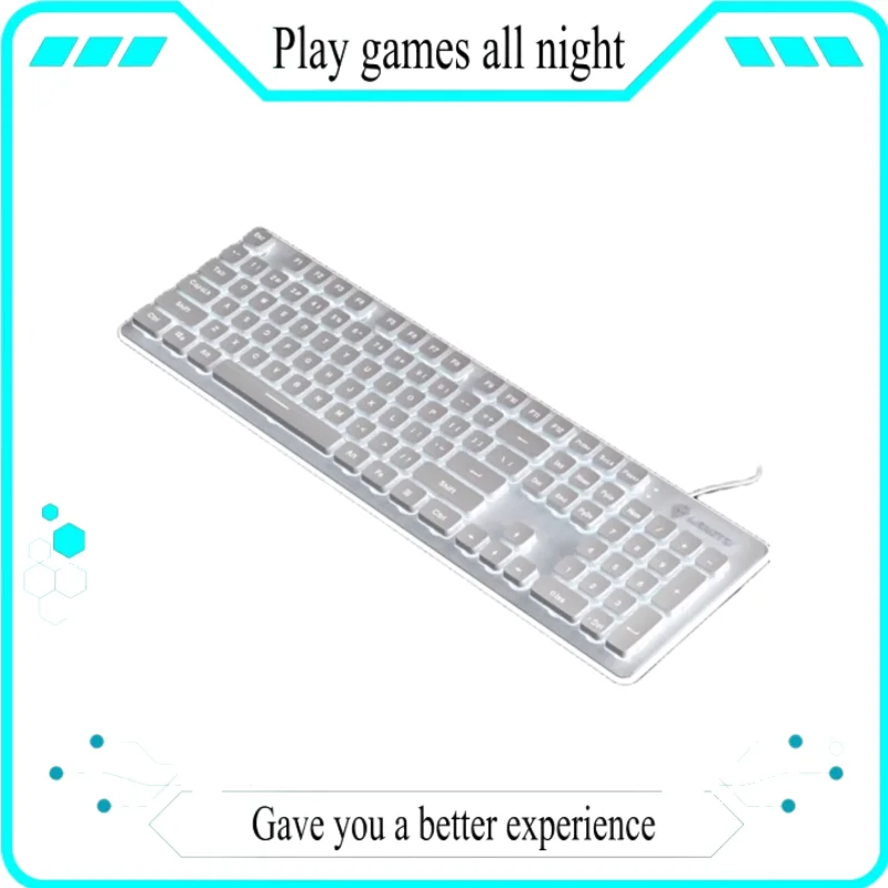 

Wolf Road L1 Silent Wired Keyboard 104 Keys Office Specific Low Height Good Handfeel Transparent Keycaps Cool Lighting Effects