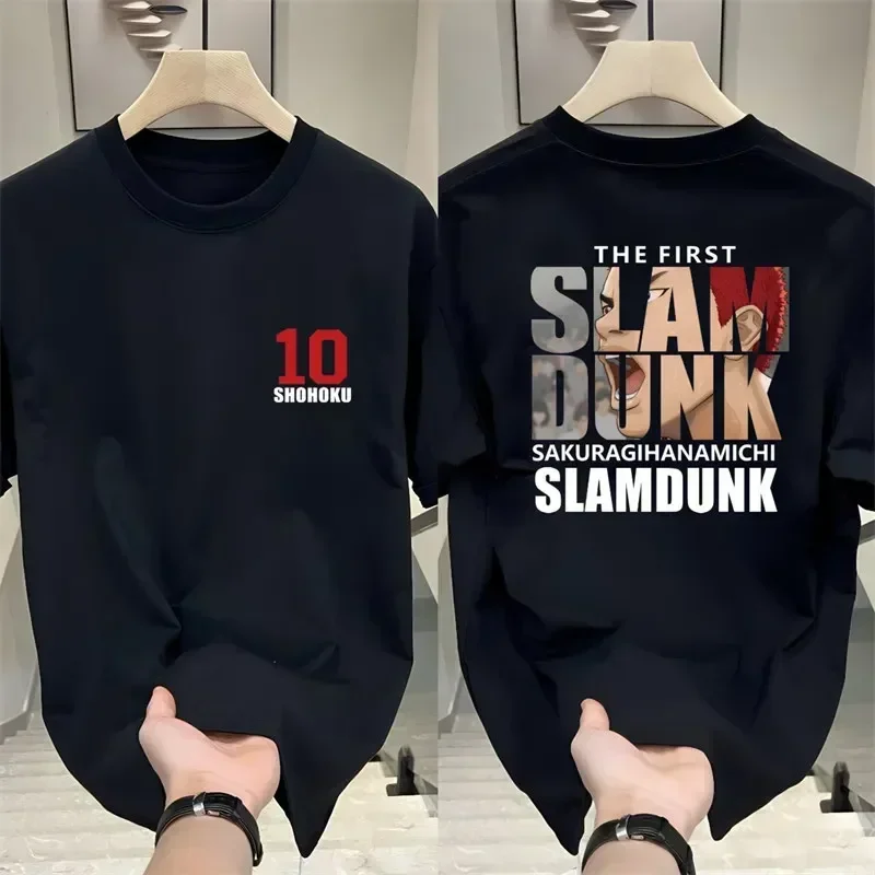 

OverSize Japanese Cartoon Basketball Women Cotton T-Shirt Slam Dunk Summer Comfortable Sleeve Trendy Casual Men Tees for Sports