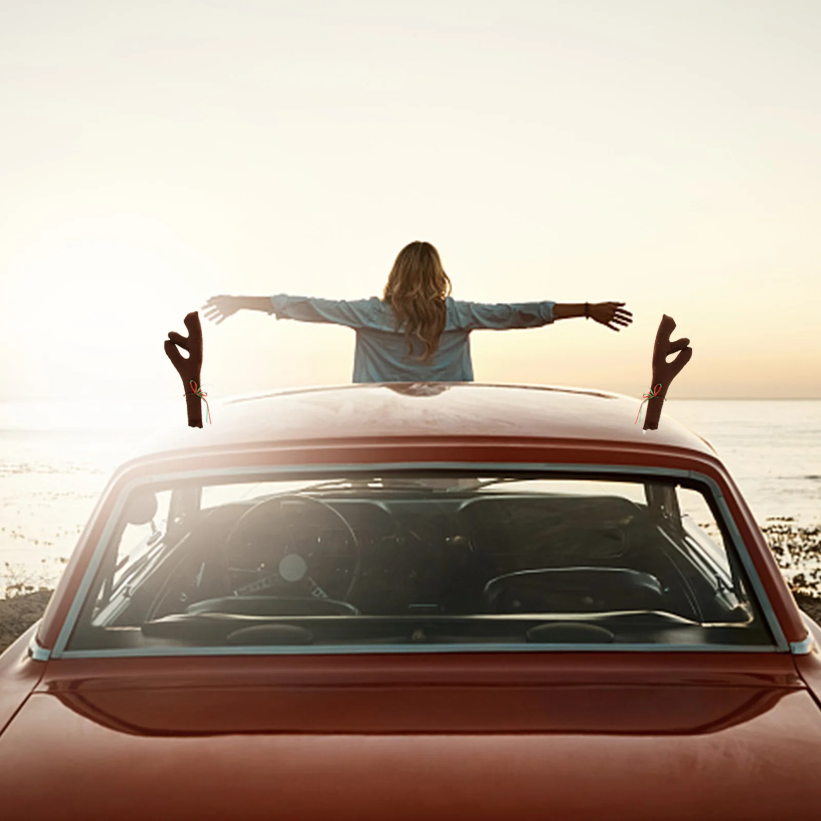 

2Sets Car Reindeer Antlers Nose Decoration Kit Flannel Material Long-Term Use Fashionable Adorable Holiday Fun