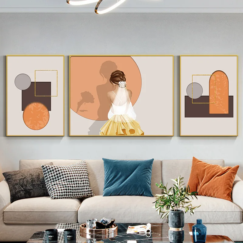 

Canvas painting Nordic abstract living room decoration painting modern minimalist bedroom foyer hanging poster