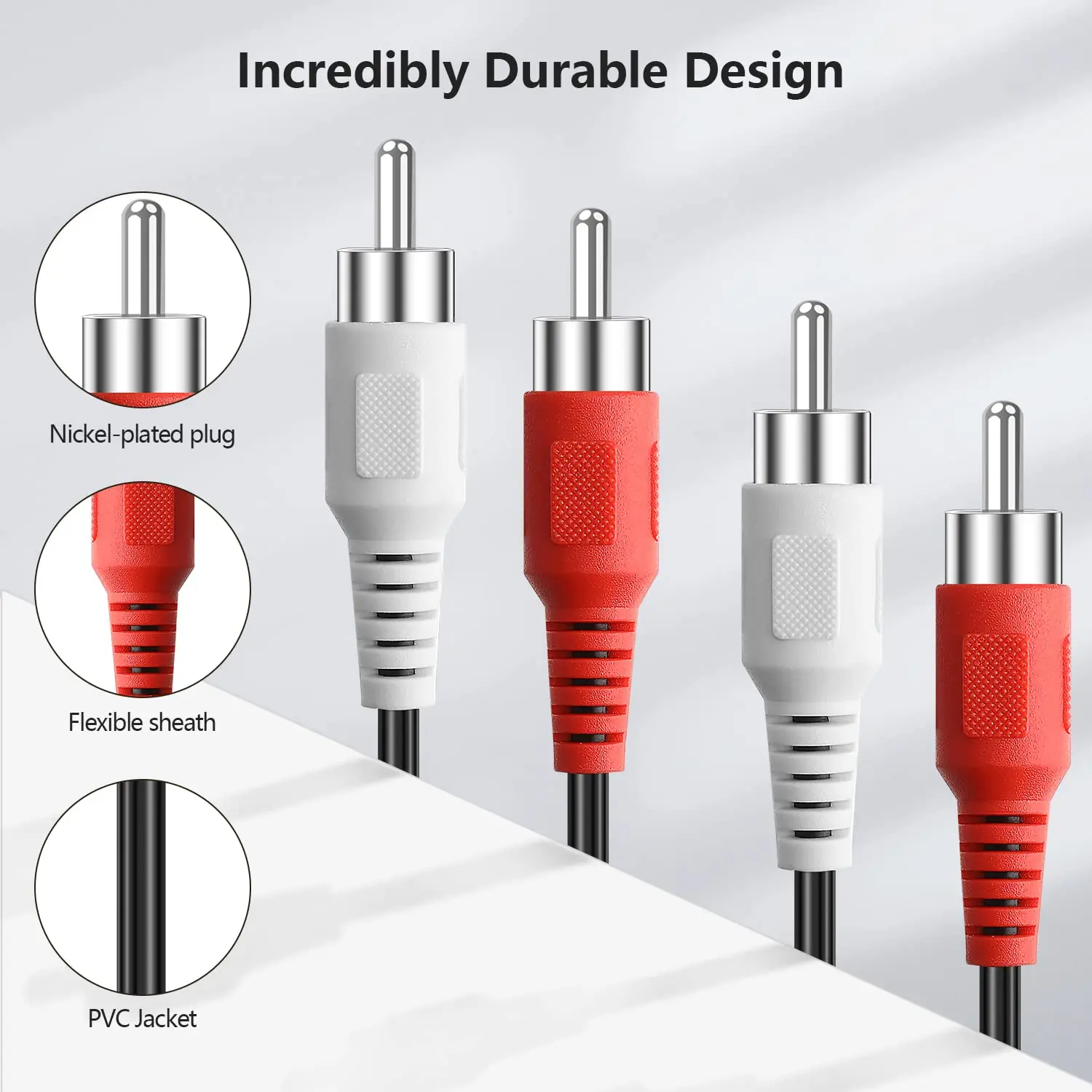 2RCA إلى 2RCA كابل الصوت المزدوج لوتس أحمر أبيض AV خط ل MP3 DVD مشغل أقراص مضغوطة راديو التلفزيون الكمبيوتر مكبر للصوت المتكلم اتصال الصوت #4